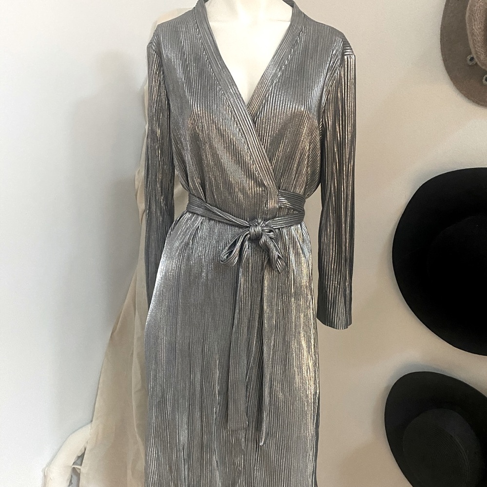 Silver Midi Wrap Dress